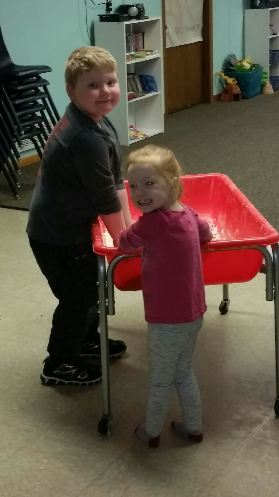 Lil' Eagles playing in goop for Dr. Suess Week